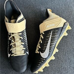 Nike Alpha Menace Pro 2 Mid Black/Gold Football Cleats Size 15